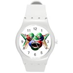Futuristic Funny Monster Character Face Round Plastic Sport Watch (M)