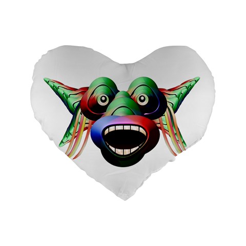 Futuristic Funny Monster Character Face Standard 16  Premium Heart Shape Cushions from ZippyPress Front