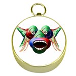 Futuristic Funny Monster Character Face Gold Compasses