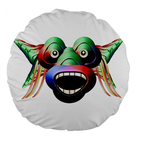 Futuristic Funny Monster Character Face Large 18  Premium Flano Round Cushions from ZippyPress Front