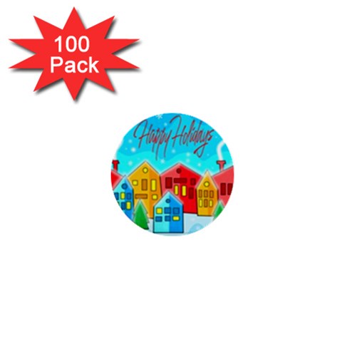 Christmas magical landscape  1  Mini Buttons (100 pack)  from ZippyPress Front
