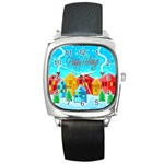 Christmas magical landscape  Square Metal Watch