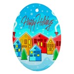 Christmas magical landscape  Oval Ornament (Two Sides)