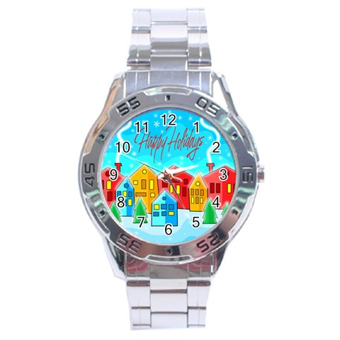 Christmas magical landscape  Stainless Steel Analogue Watch from ZippyPress Front