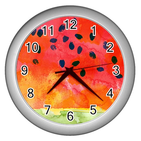 Abstract Watermelon Wall Clocks (Silver)  from ZippyPress Front