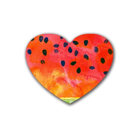 Abstract Watermelon Rubber Coaster (Heart)  from ZippyPress Front