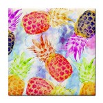 Colorful Pineapples Over A Blue Background Tile Coasters