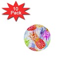 Colorful Pineapples Over A Blue Background 1  Mini Buttons (10 pack) 