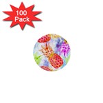 Colorful Pineapples Over A Blue Background 1  Mini Buttons (100 pack) 
