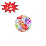 Colorful Pineapples Over A Blue Background 1  Mini Magnets (100 pack) 