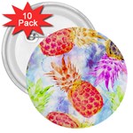 Colorful Pineapples Over A Blue Background 3  Buttons (10 pack) 