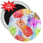 Colorful Pineapples Over A Blue Background 3  Magnets (10 pack) 