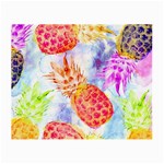 Colorful Pineapples Over A Blue Background Small Glasses Cloth