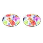 Colorful Pineapples Over A Blue Background Cufflinks (Oval)
