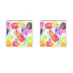 Colorful Pineapples Over A Blue Background Cufflinks (Square)