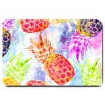 Colorful Pineapples Over A Blue Background Large Doormat 