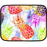 Colorful Pineapples Over A Blue Background Double Sided Fleece Blanket (Mini) 