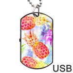 Colorful Pineapples Over A Blue Background Dog Tag USB Flash (Two Sides) 