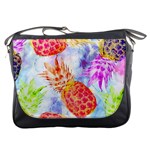 Colorful Pineapples Over A Blue Background Messenger Bags