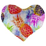 Colorful Pineapples Over A Blue Background Large 19  Premium Heart Shape Cushions