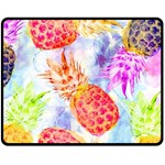 Colorful Pineapples Over A Blue Background Double Sided Fleece Blanket (Medium) 