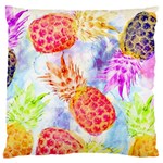 Colorful Pineapples Over A Blue Background Large Flano Cushion Case (Two Sides)