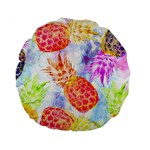 Colorful Pineapples Over A Blue Background Standard 15  Premium Flano Round Cushions