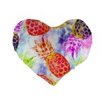 Colorful Pineapples Over A Blue Background Standard 16  Premium Flano Heart Shape Cushions