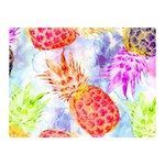 Colorful Pineapples Over A Blue Background Double Sided Flano Blanket (Mini) 