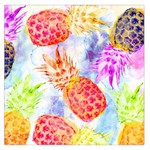 Colorful Pineapples Over A Blue Background Large Satin Scarf (Square)