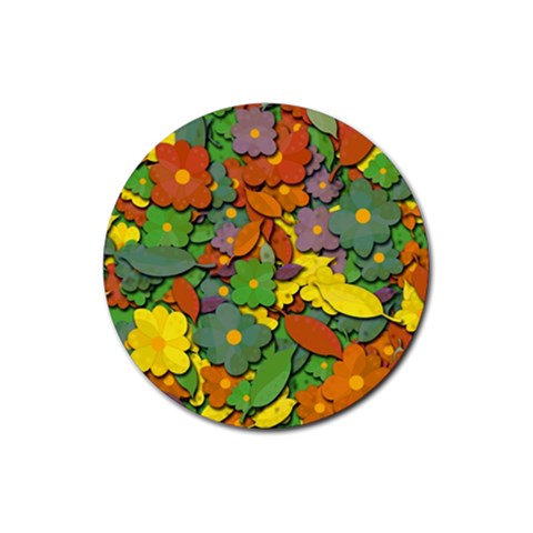 Decorative flowers Rubber Round Coaster (4 pack)  from ZippyPress Front