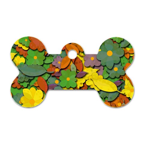 Decorative flowers Dog Tag Bone (Two Sides) from ZippyPress Front