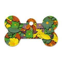 Decorative flowers Dog Tag Bone (Two Sides) from ZippyPress Back