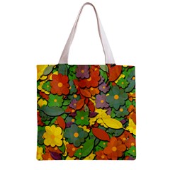 Decorative flowers Zipper Grocery Tote Bag from ZippyPress Back