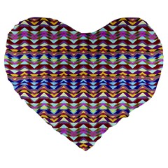 Ethnic Colorful Pattern Large 19  Premium Flano Heart Shape Cushions from ZippyPress Front