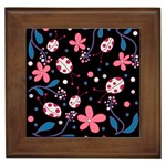 Pink ladybugs and flowers  Framed Tiles