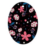 Pink ladybugs and flowers  Ornament (Oval) 