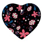 Pink ladybugs and flowers  Ornament (Heart) 