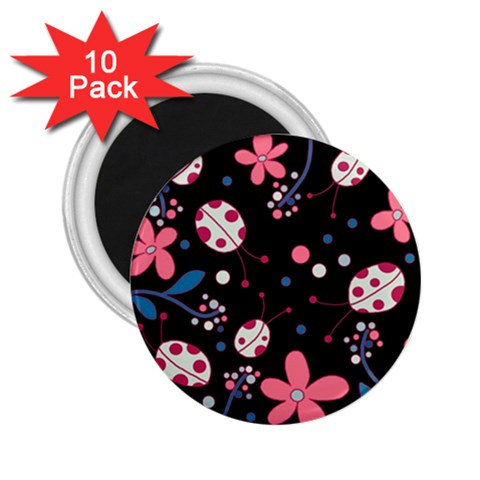 Pink ladybugs and flowers  2.25  Magnets (10 pack)  from ZippyPress Front