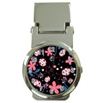 Pink ladybugs and flowers  Money Clip Watches