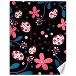 Pink ladybugs and flowers  Canvas 12  x 16  