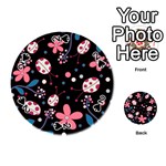 Pink ladybugs and flowers  Playing Cards 54 (Round) 