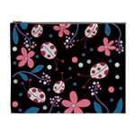 Pink ladybugs and flowers  Cosmetic Bag (XL)