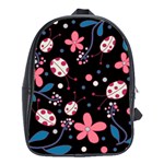 Pink ladybugs and flowers  School Bags(Large) 