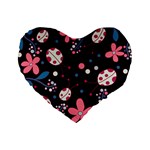 Pink ladybugs and flowers  Standard 16  Premium Heart Shape Cushions