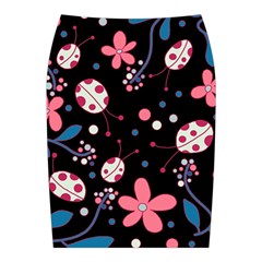 Pink ladybugs and flowers  Midi Wrap Pencil Skirt from ZippyPress Back