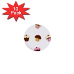 Colorful cupcakes  1  Mini Buttons (10 pack) 