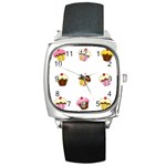 Colorful cupcakes  Square Metal Watch