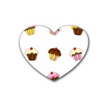 Colorful cupcakes  Rubber Coaster (Heart) 