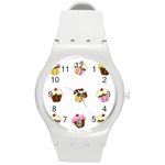 Colorful cupcakes  Round Plastic Sport Watch (M)
